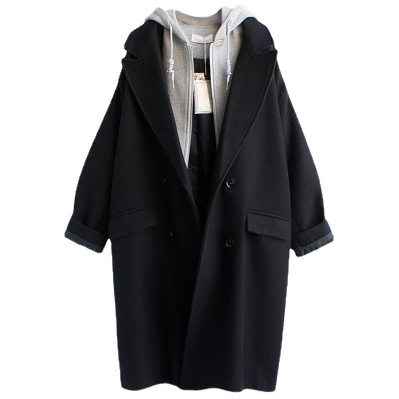 Korean Mid-length Loose And Cotton Woolen Coat