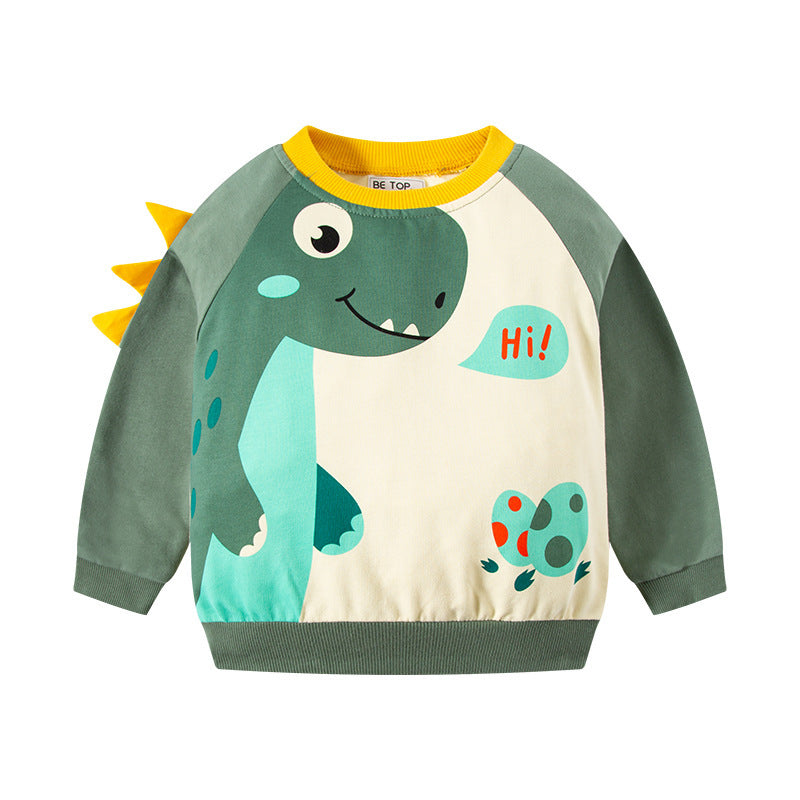 Sweater Long Sleeve Contrast Color Round Collar Tide