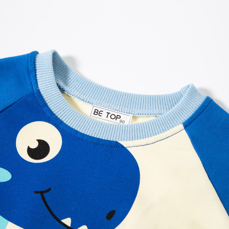 Sweater Long Sleeve Contrast Color Round Collar Tide