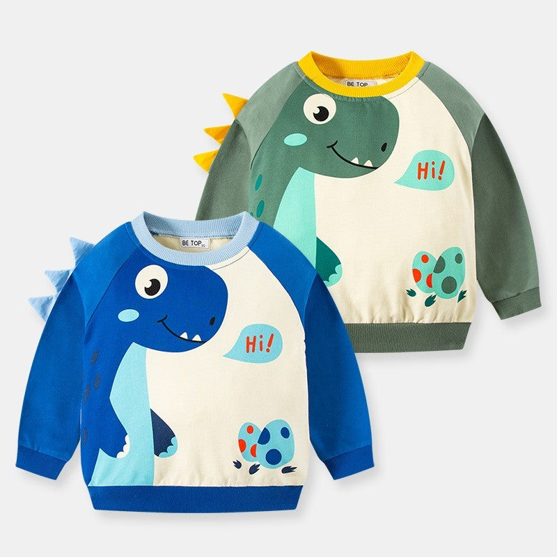 Sweater Long Sleeve Contrast Color Round Collar Tide