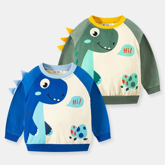 Sweater Long Sleeve Contrast Color Round Collar Tide